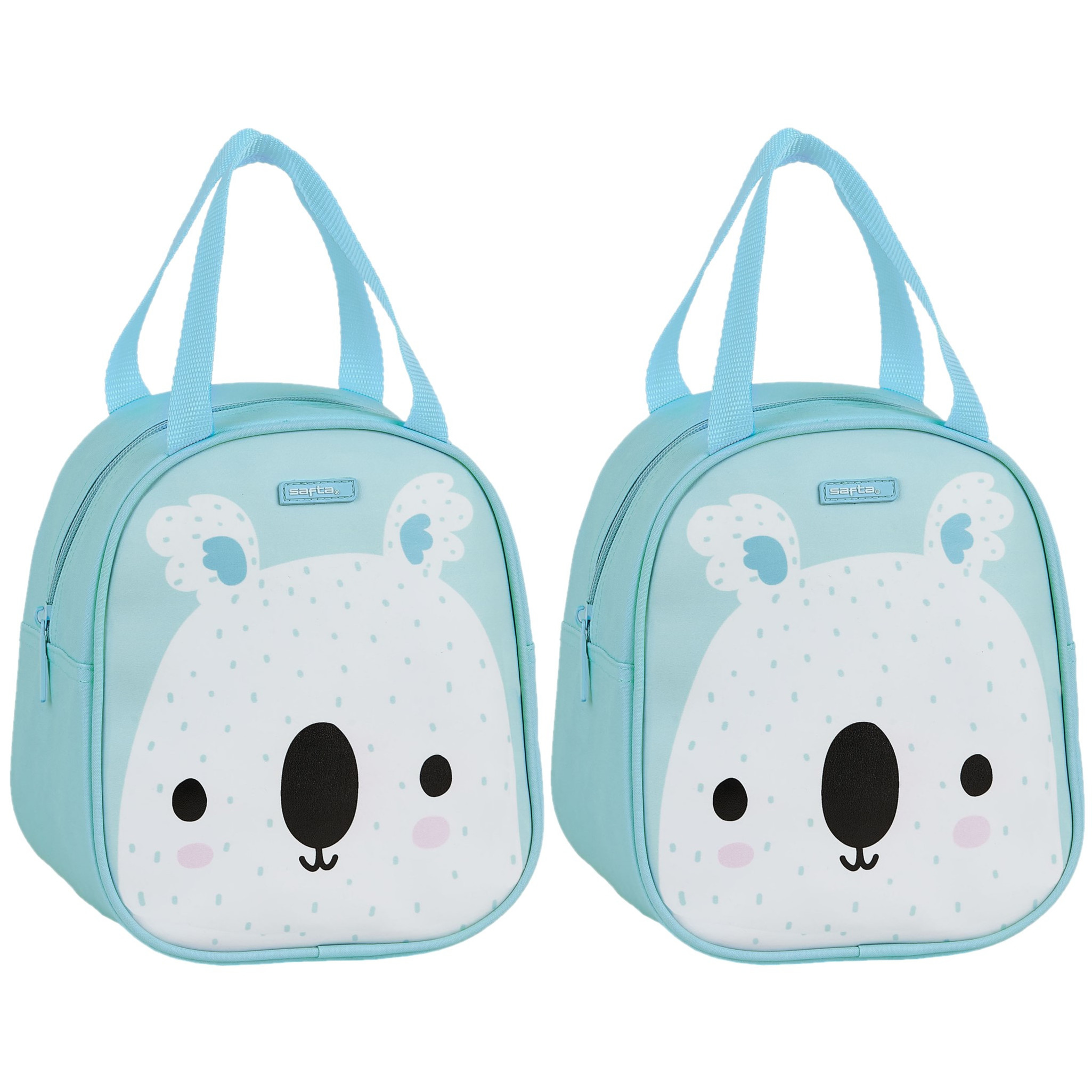 Animal Pictures Set van 2x stuks kleine koeltassen voor lunch licht blauw met koala print 19 x 14 x 22 cm 5 liter -