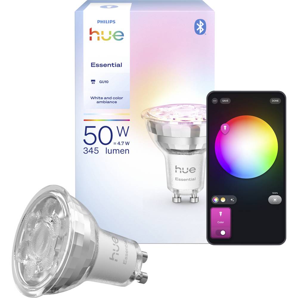 Philips LED-lamp 929004235701 Energielabel: F (A - G) Hue Essential White & Col. Amb. GU10 GU10 Energielabel: F (A - G)