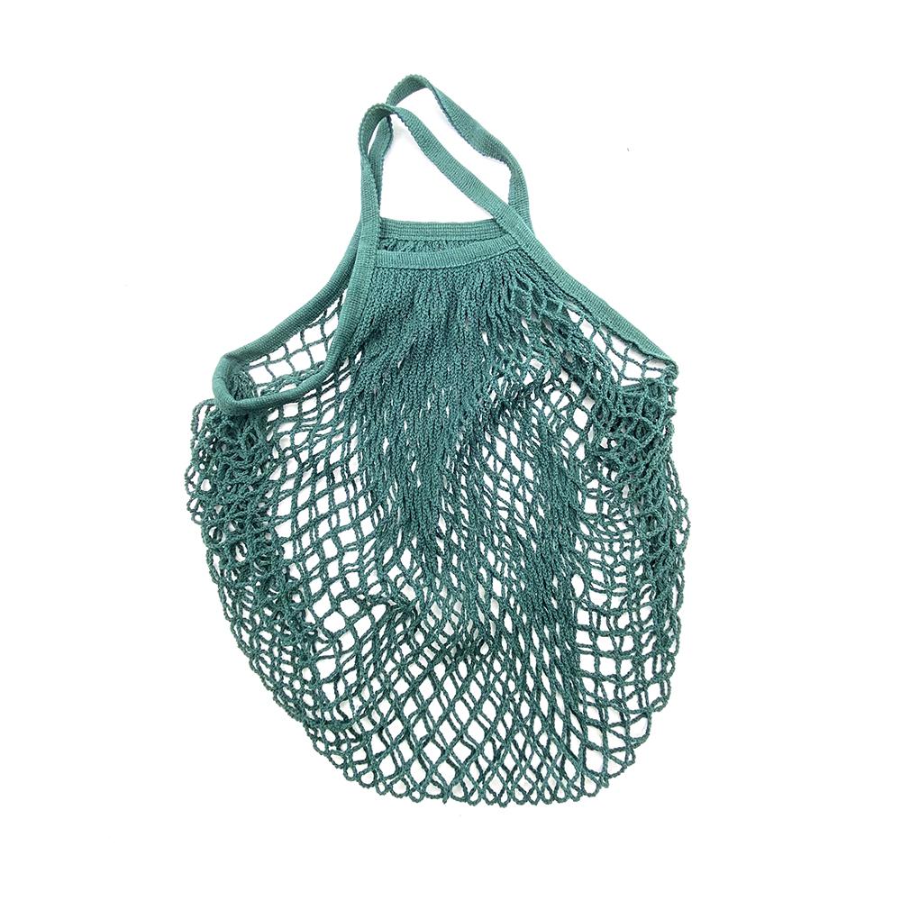 NATAWA Draagbare Herbruikbare Boodschappentassen voor Fruit Groente Tas Katoen Mesh String Organizer Handtas Korte Handvat Net Boodschappentassen Tote Dark green