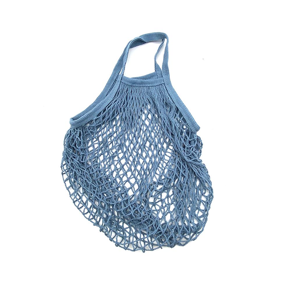 NATAWA Draagbare Herbruikbare Boodschappentassen voor Fruit Groente Tas Katoen Mesh String Organizer Handtas Korte Handvat Net Boodschappentassen Tote Grayish blue