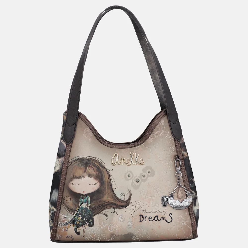 Anekke schoudertas buidel beige multi