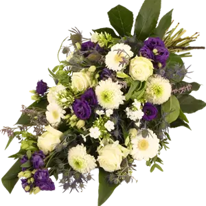 Boeketcadeau Rouwboeket blauw-paars-wit