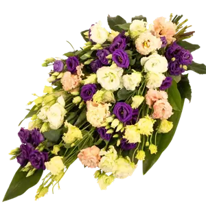 Boeketcadeau Rouwboeket eustomas roze - paars - wit