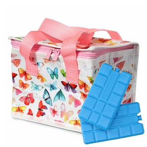 Puckator Kleine lunch koeltas met 2x koelelement - Vlinder print - 4,4 liter -
