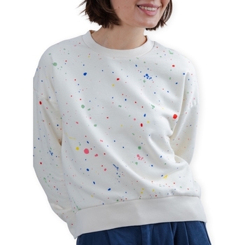 Brava Fabrics Schoudertas  Splash Paint Rounded Sweatshirt - Ecru