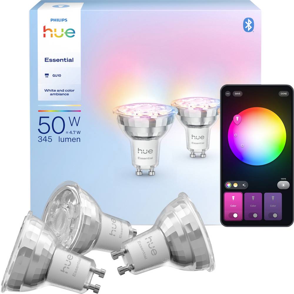 Philips LED-lamp 929004235704 Energielabel: F (A - G) Hue Essential White & Col. Amb. GU10 Energielabel: F (A - G)