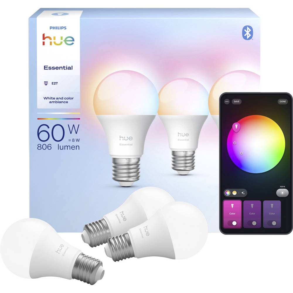 Philips LED-lamp 929004235407 Energielabel: F (A - G) Hue Essential White & Col. Amb. E27 Energielabel: F (A - G)