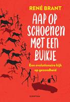 Aap op schoenen met een buikje