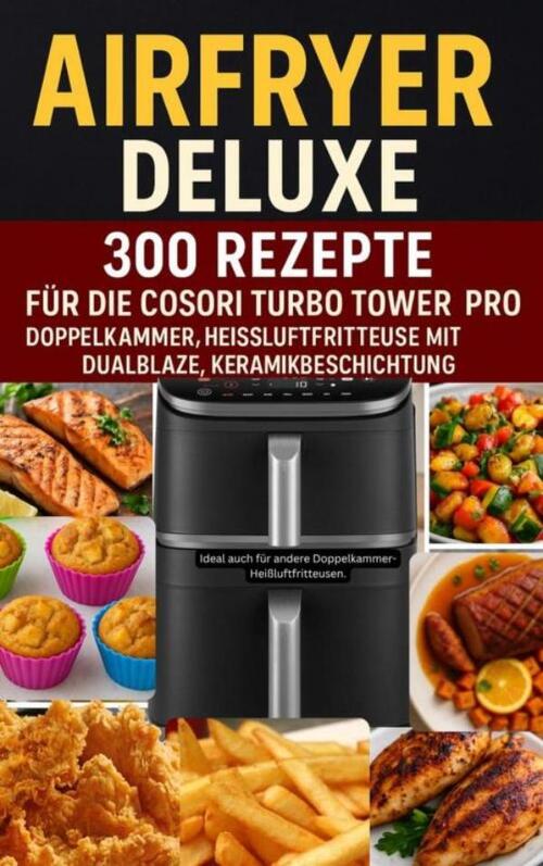 Frida Kochlust Airfryer Deluxe: Über 300 Rezepte für die COSORI Turbo Tower Pro – Doppelkammmer-Heißluftfritteuse mit DualBlaze, Keramikbeschichtung -  Frida