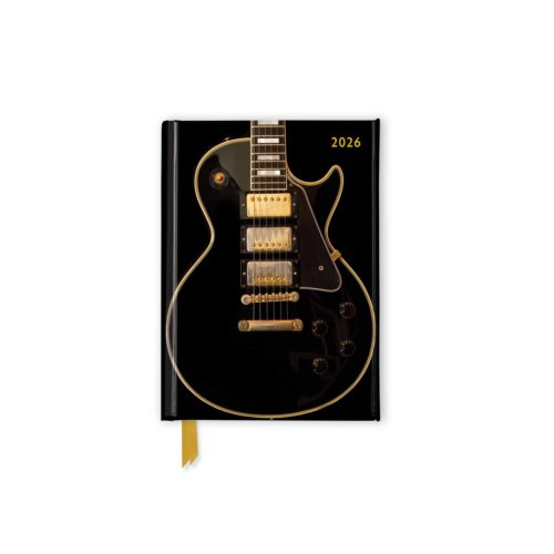 Van Ditmar Boekenimport B.V. Black Gibson Guitar 2026 Luxury Pocket Diary Planner - Week To View - Flame Tree Calendars - Tree Flame