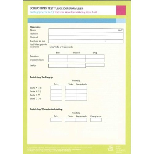 Springer Media B.V. Schlichting Test Turks Scoreformulier - L. Schlichting