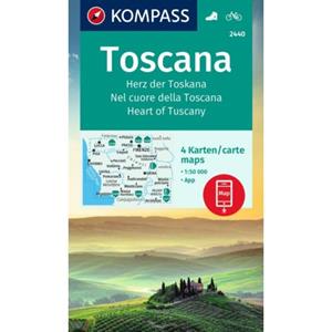Kompass-Karten KOMPASS Wanderkarten-Set 2440 Toscana, Herz der Toskana, Nel cuore della Toscana, Heart of Tuscany (4 Karten) 1:50.000