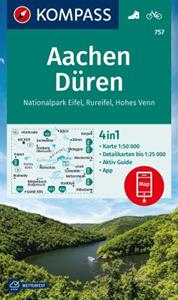 62damrak Kompass Wanderkarte 757 Aachen, Düren, Nationalpark Eifel, Rureifel, Hohes Venn 1:50.000