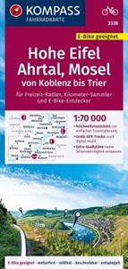 62damrak Kompass Fahrradkarte 3338 Hohe Eifel, Ahrtal, Mosel, Von Koblenz Bis Trier 1:70.000