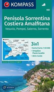 62damrak Kompass Wanderkarte 682 Penisola Sorrentina, Costiera Amalfitana, Vesuvio, Pompei, Salerno,