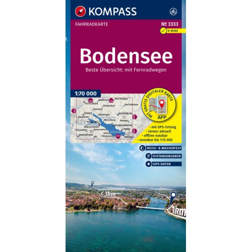 62damrak Kompass Fahrradkarte 3333 Bodensee 1:70.000 - Kompass Fahrradkarten