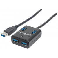 manhattan 4 Port USB 3.0-Hub Schwarz