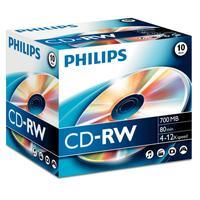 Philips CD-RW 4-12-Speed 700MB 10 Stuks Jewel Case