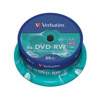 1x25 Verbatim DVD-RW 4,7GB 4x Speed, matt silver