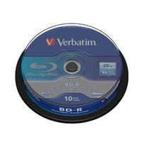 1x10 Verbatim BD-R Blu-Ray 25GB 6x Speed, white blue Cakebox