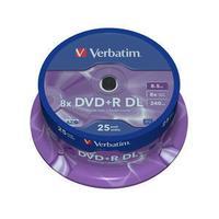 1x25 Verbatim DVD+R Double Layer 8x Speed, 8,5GB matt silver