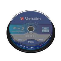 1x10 Verbatim BD-R Blu-Ray 50GB 6x Speed, white blue Cakebox