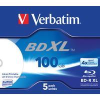 1x5 Verbatim BD-R Blu-Ray 100GB 4x Speed wide printable JC