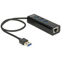 DeLOCK USB naar RJ45 Gigabit LAN adapter met USB3.0 hub - 0,35 meter