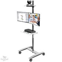 Dataflex Conferentietrolley VIEWMATE COMBO, voor twee monitoren, zilverkleurig