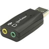 Manhattan 150859 USB 2.0 M 2 x 3.5 mm F Zwart kabeladapter/verloopstukje