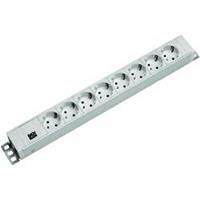 Deltaco 333.001 - 19 inch power strip, 8-fold multiple socket H = 52mm, 8-fold Schuko, white, 333.001