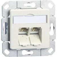 Netzwerkdose Unterputz Einsatz mit Zentralplatte CAT 6a 2 Port Reinweiß