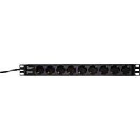 logilink 19 inch 9-voudige stekkerdoos schuko Zwart 2m (met schakelaar)