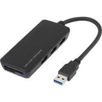 renkforce 3 poorten USB 3.0 hub met ingebouwde SD-kaartlezer Zwart