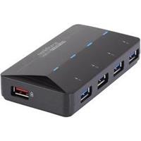 renkforce 4+1 Port USB 3.0-Hub mit Schnellladeport, mit Status-LEDs Schwarz