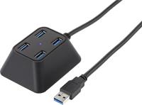 Renkforce Desktop 4 poorten USB 3.2 Gen 1-hub Met status-LEDs Zwart