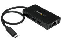 StarTech.com 3 Port USB 3.0 Hub mit USB-C und Gigabit Ethernet - inklusive Netzteil