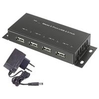 renkforce 4 Port USB 2.0-Hub Metallgehäuse, zur Wandmontage Schwarz