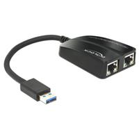 delock USB naar 2x RJ45 Gigabit LAN adapter - USB3.0 - 0,25 meter