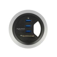 delock In-Desk Hub 3 Port USB 3.0 + 2 Slot SD Card Reader