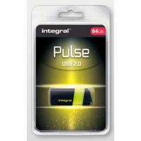 Integral Pulse USB 2.0 stick, 64 GB, zwart/geel