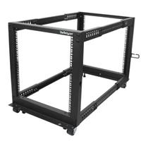 StarTech.com 12HE 4 Pfosten Open Frame Server Rack tiefenverstellbar mit Rollen / Nivellierfüße und Kabelverwaltung