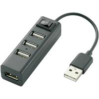 renkforce Slim 4 Port USB 2.0-Hub Schwarz
