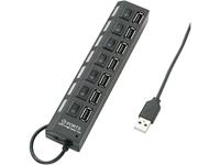 Renkforce USB 2.0 hub 7 poorten individueel schakelbaar, met status-LEDs Zwart