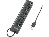 renkforce 7 Port USB 2.0-Hub einzeln schaltbar, mit Status-LEDs Schwarz