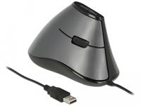 Delock Ergonomische optische 5-Tasten vertikal USB Maus, 1,8m Maus