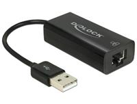 Delock Premium USB-A naar RJ45 Fast Ethernet LAN adapter - USB2.0 - CAT5 / zwart - 0,10 meter