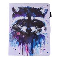 For iPad mini 4 / 3 / 2 / 1 Painting Colorful Raccoon Pattern Horizontal Flip Leather Case with Holder & Wallet & Card Slots & Pen Slot