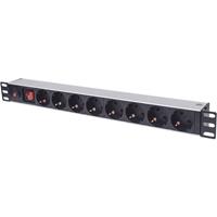 Intellinet 713986 19 inch Patchkast-stekkerdoos 1 HE Geaarde contactdoos Aluminium profiel, Vast inbouw, Met schakelaar Geschikt voor kastdiepte: vanaf 300 mm