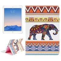 Ethnic Olifant patroon lederen hoesje met houder & opbergruimte voor pinpassen & portemonnee voor iPad Air 2 / iPad 6